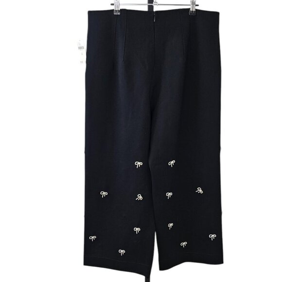 Anthropologie Maeve The Colette Bow Embellished Crop Wide-Leg Pants, Black, 33 - Picture 4 of 12